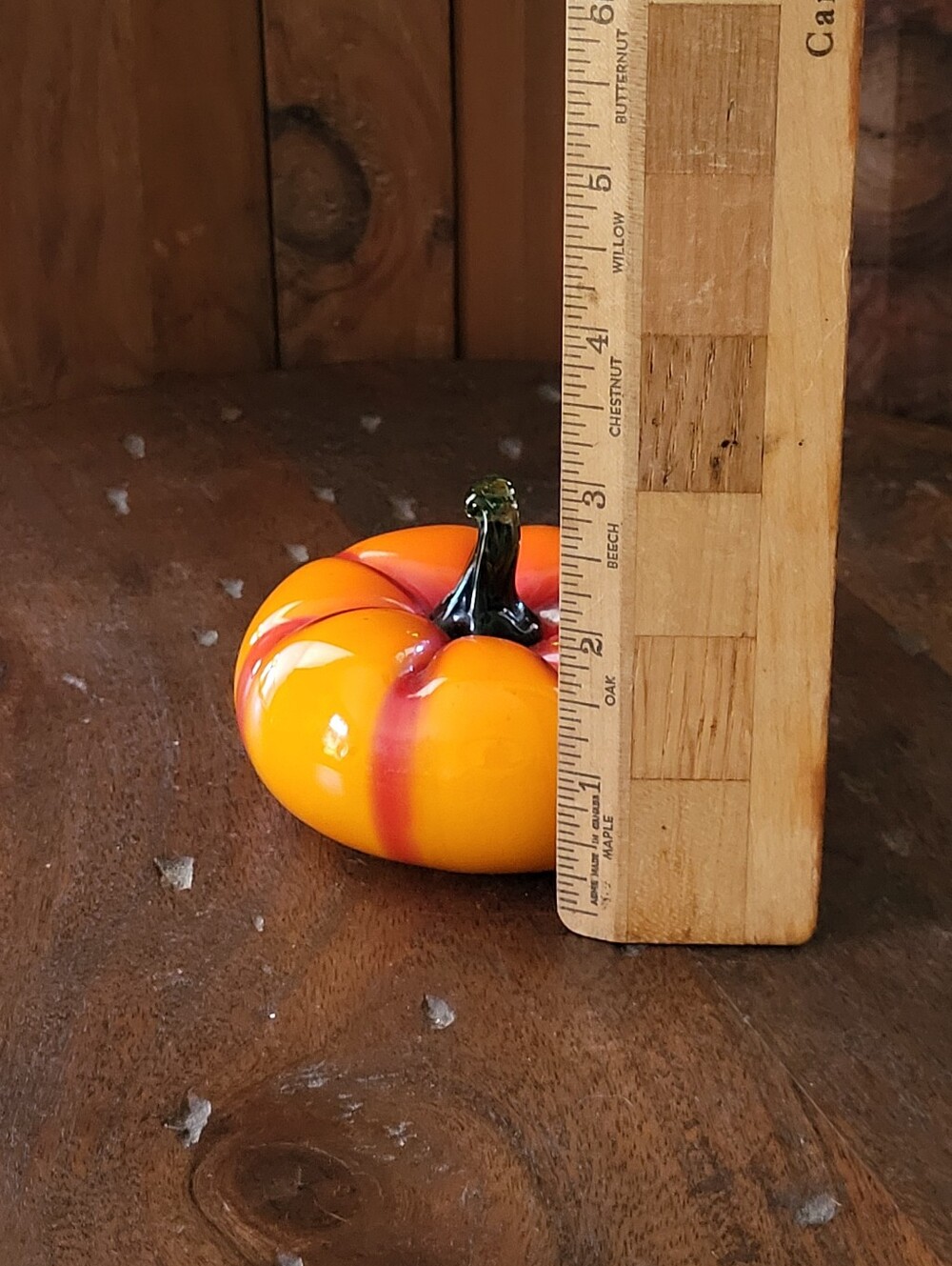 Hand-Blown Orange Glowy Glass Pumpkin - Picture 7 of 11